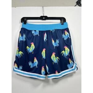 Chubbies Shorts Men’s Large Blue Fowl Play Mesh Courtside Athleisure Gym Bro